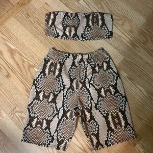 Nasty Gal Snake Bike Short Tube Top Matching Set